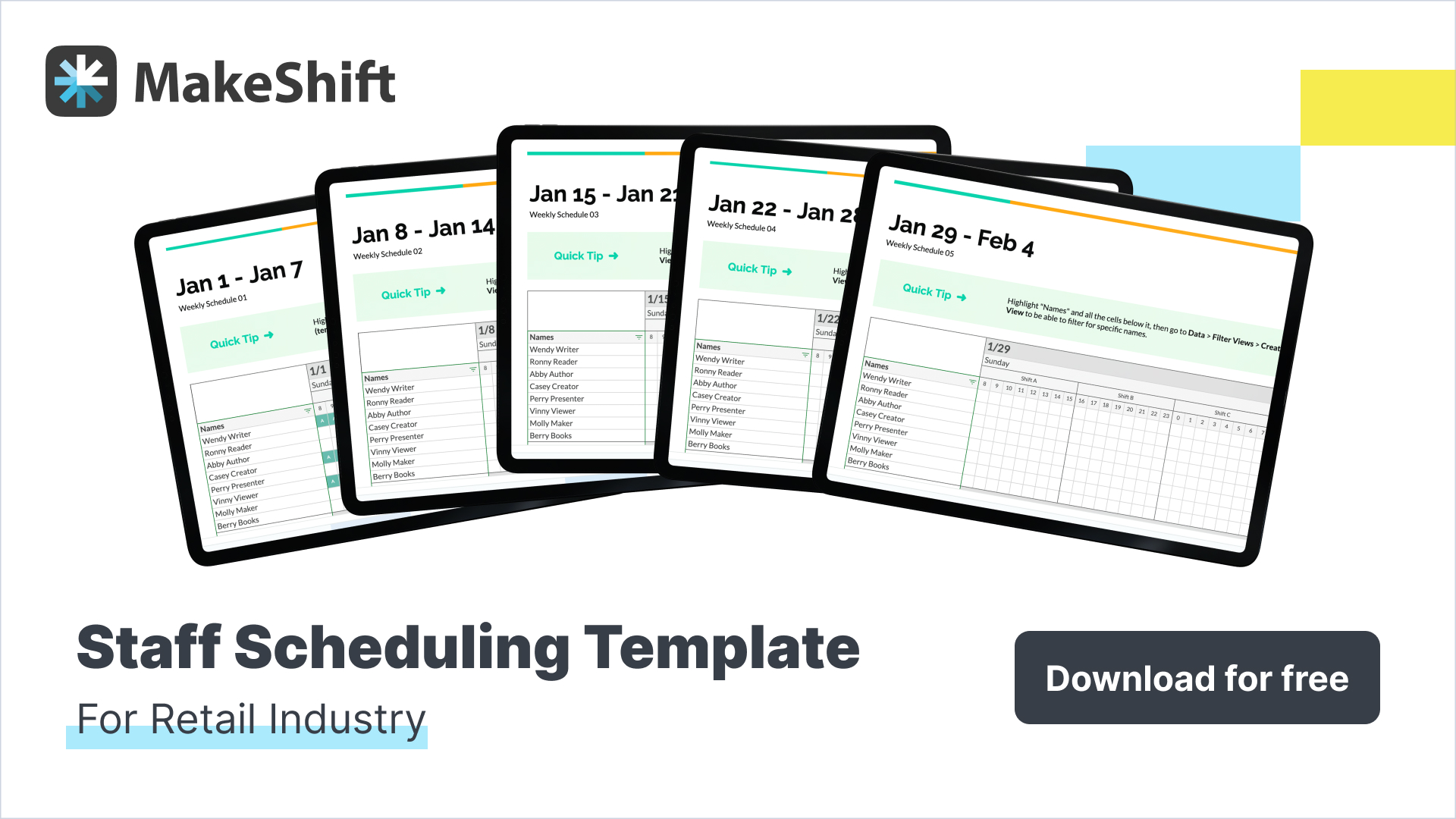 retail schedule template