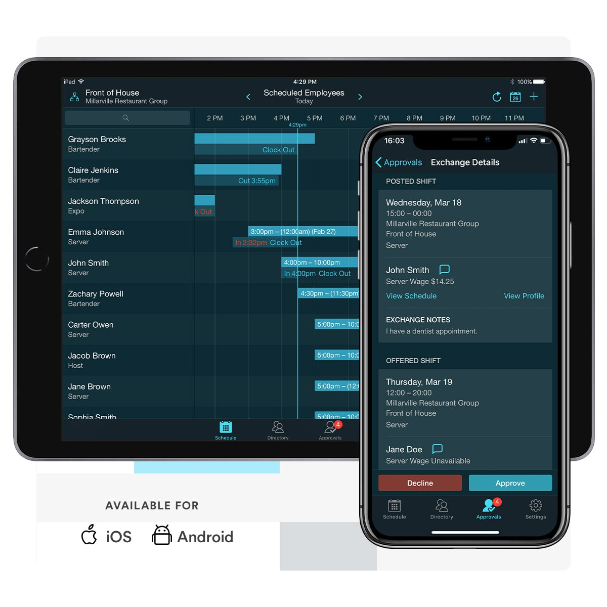 Approve shift swaps on the go