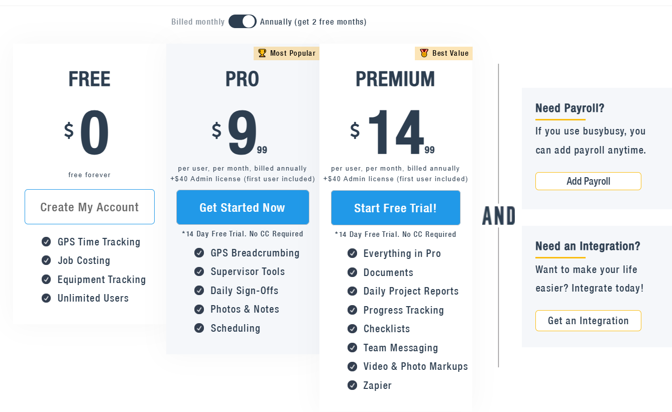 Pricing busybusy