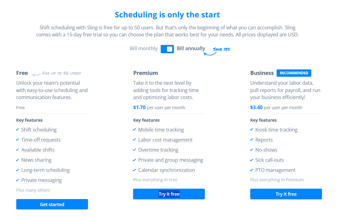 Pricing Sling